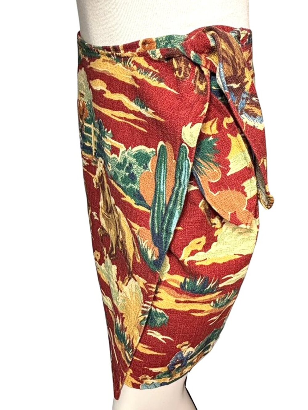 VINTAGE CAROLE LITTLE Western Tapestry Rodeo Wrap Skirt - Picture 6 of 9
